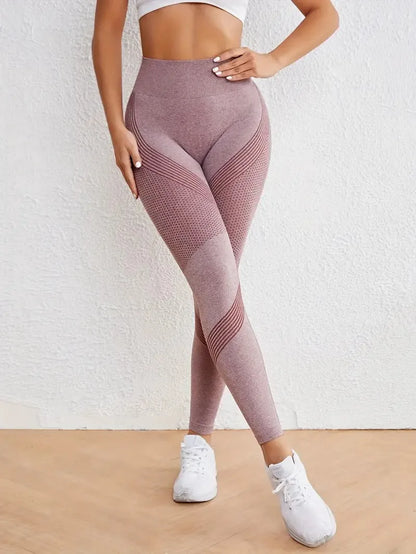 High Waisted Seamless Stretch Athletic Yoga Pants Leggings  Ultra Breathable Quick-Drying for Running Fitness Solid Colors