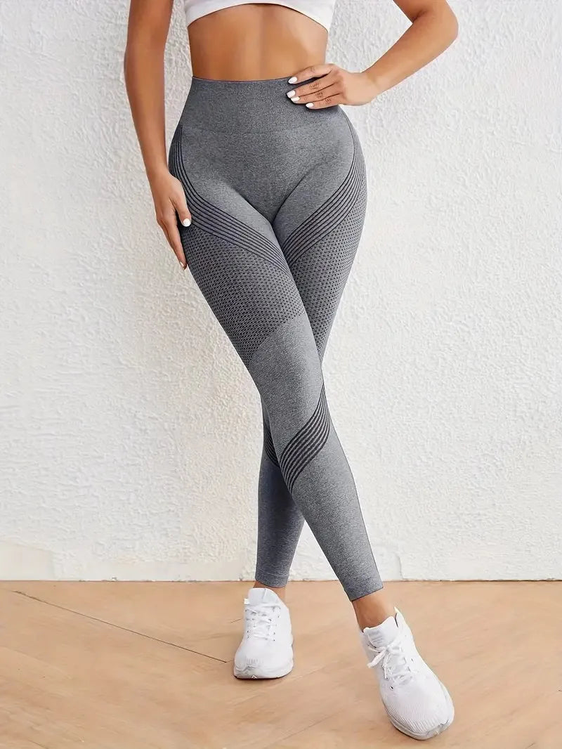 High Waisted Seamless Stretch Athletic Yoga Pants Leggings  Ultra Breathable Quick-Drying for Running Fitness Solid Colors